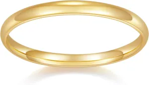 14K Gold Plated Rings for Women, Wedding BandStackable, Knuckle, Dainty Thumb & Pinky Rings, Non Tarnish, Silver Rings, Gold Rings for Women 2mm 4mm 6mm Band Sizes 4-12