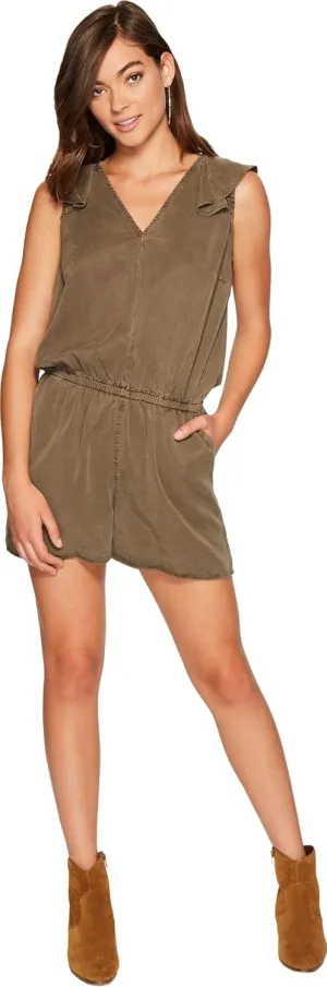 1.STATE Womens Ruffled Romper Jumpsuit, Green, X-Large