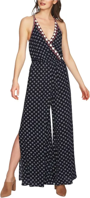 1.STATE Womens Slit Cuff Jumpsuit, Blue, X-Small