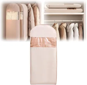 2025 Space Saving Hanging Garment Bag with Self Compression Zipper, Taprinferior Hanging Garment Bag, Dust Cover Clothes Bags for Travel, Down Coat, Suit (Pink,XL)