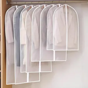 5 Piece Set Clear Garment Bags, Garment Bags for Hanging Clothes, Suit Cover with Zipper, Dusts, for Clothes, Gowns, Coats, Suits(60x80cm)