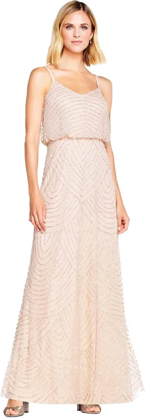 Adrianna Papell Women's Art Deco Beaded Blouson Gown