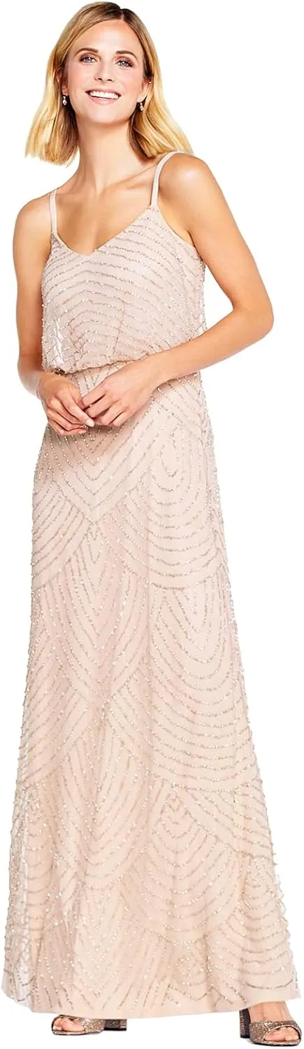 Adrianna Papell Women's Art Deco Beaded Blouson Gown
