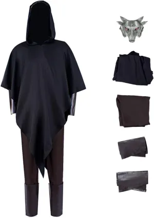 Adult Puss Costume in Boots Cosplay The Big Bad Wolf Cloak Robe Death Wolf Black Hooded Cape Halloween Outfits