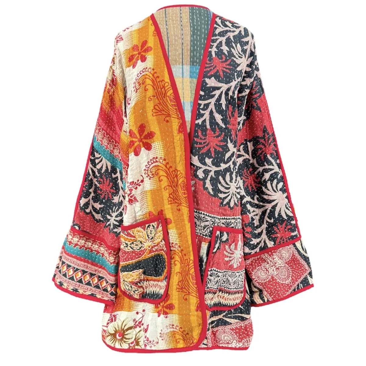 Alappuzha Kantha Quilted Cotton Jacket Reversible