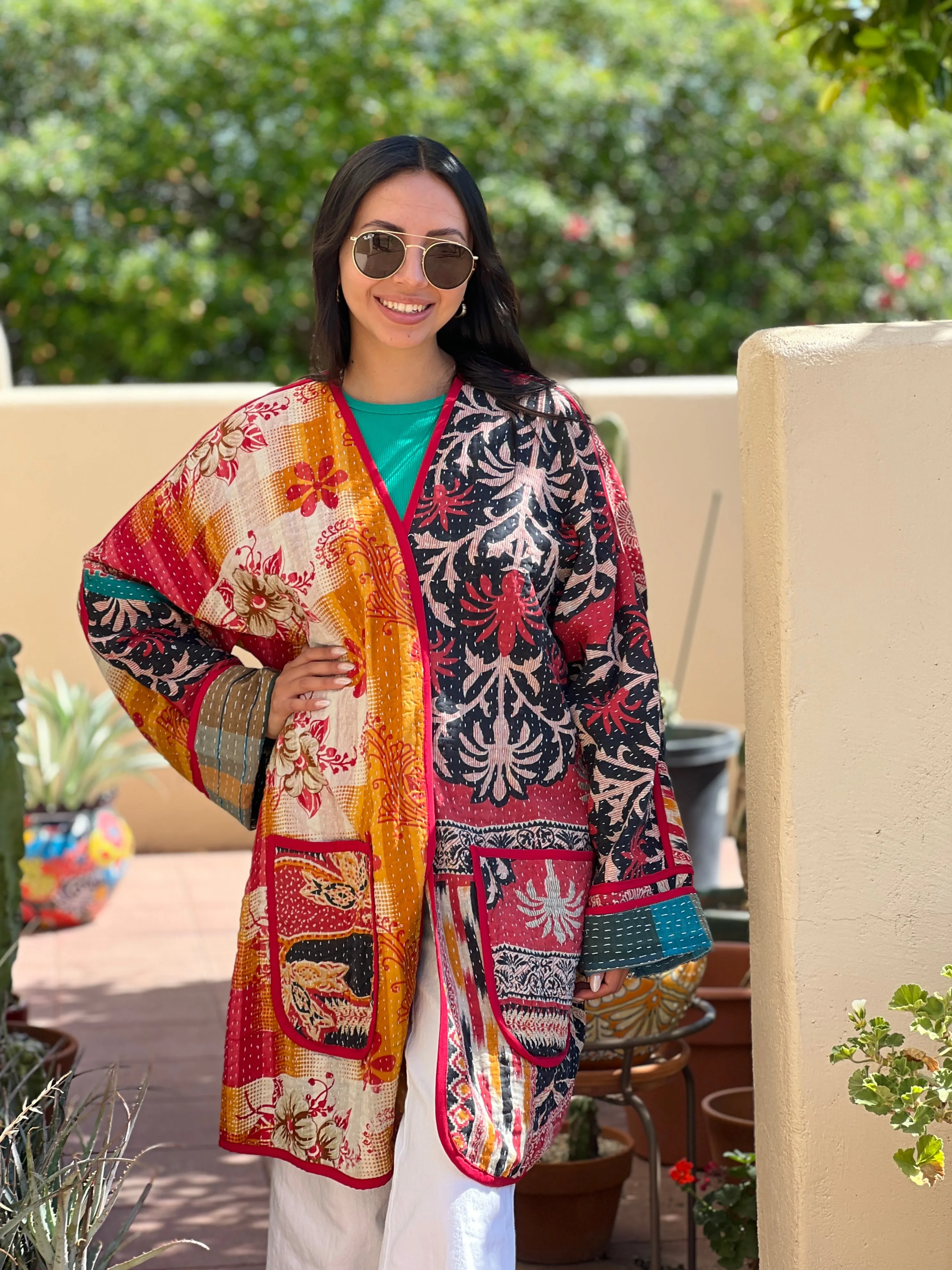 Alappuzha Kantha Quilted Cotton Jacket Reversible