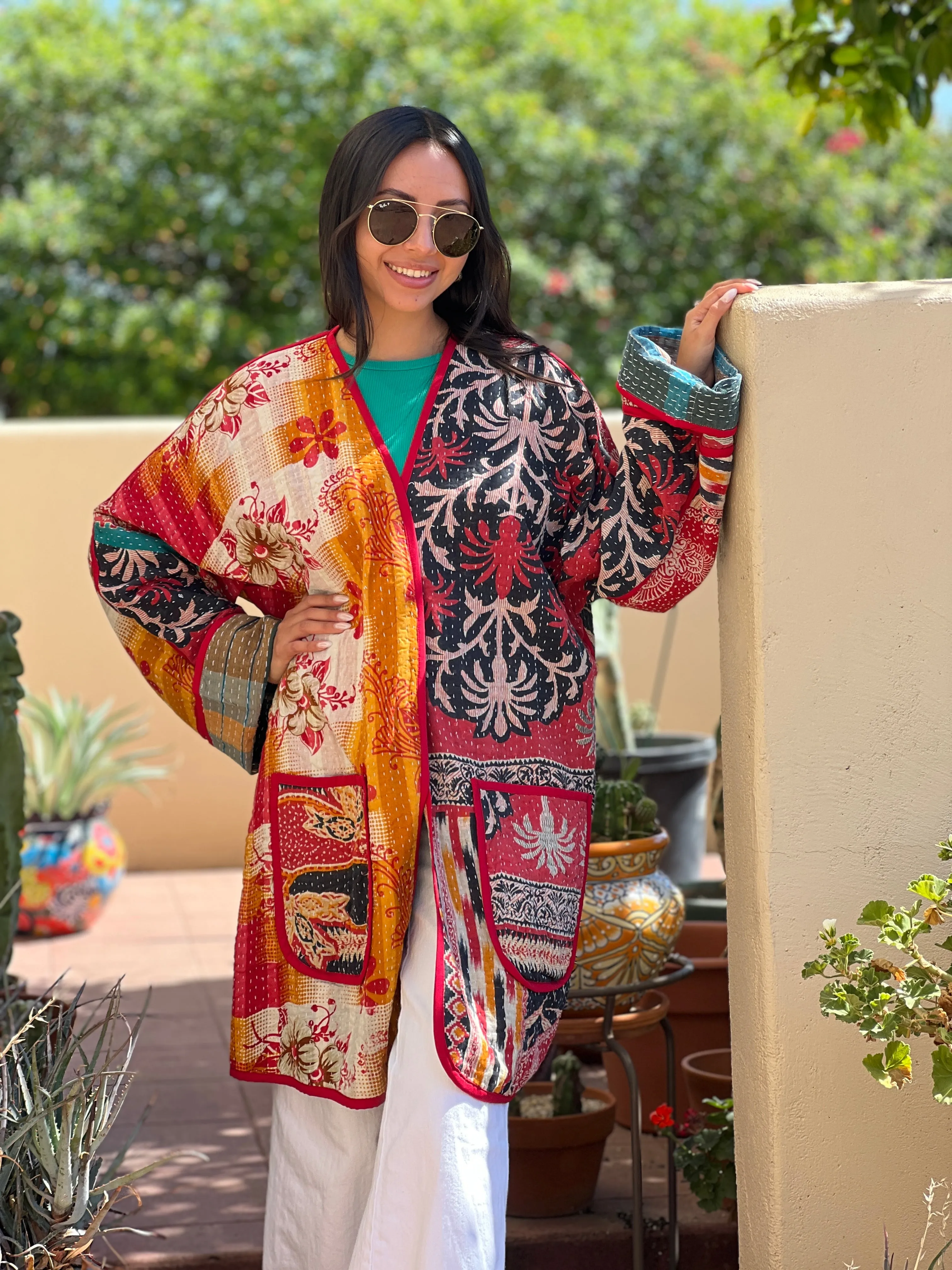 Alappuzha Kantha Quilted Cotton Jacket Reversible