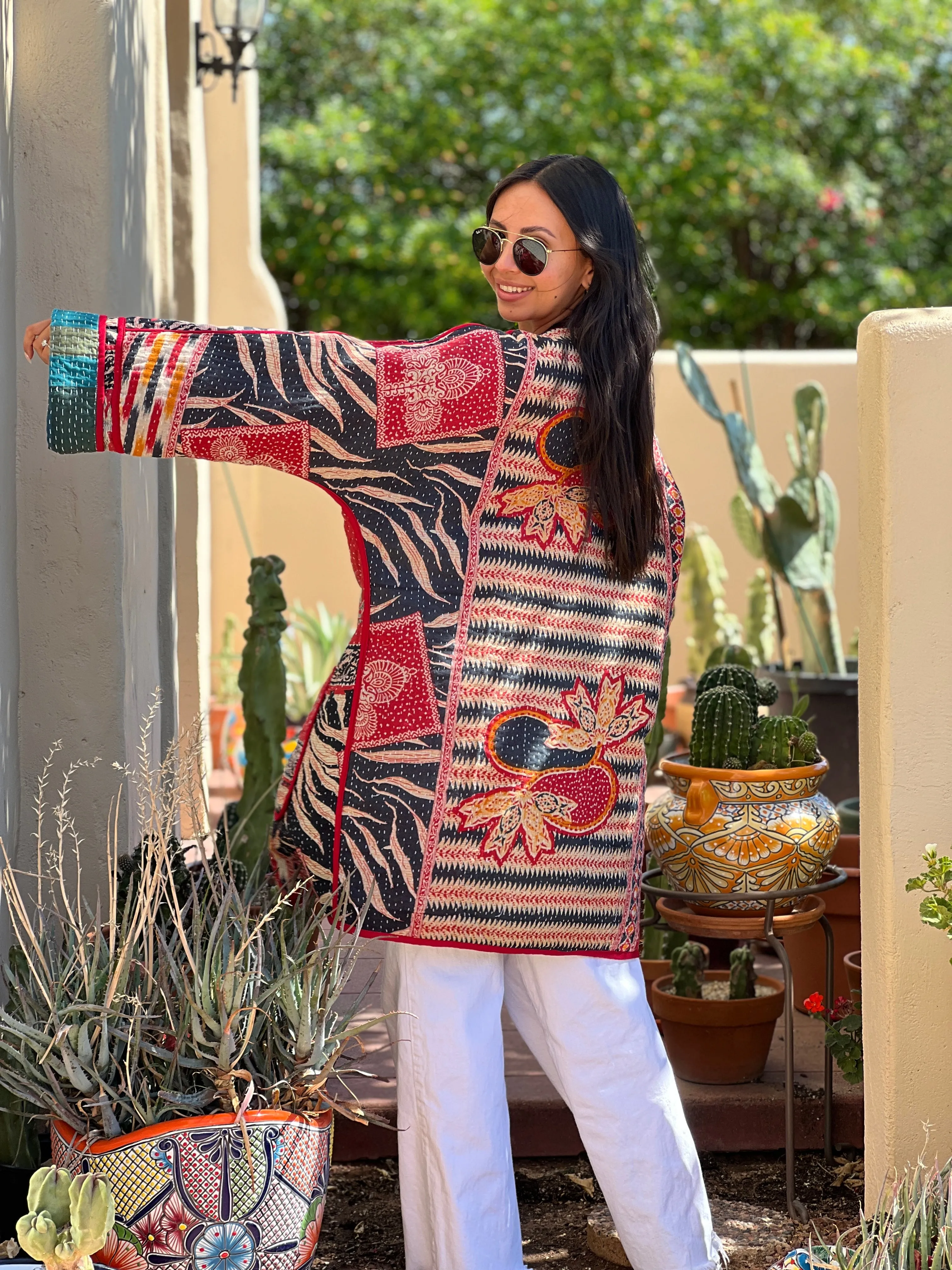 Alappuzha Kantha Quilted Cotton Jacket Reversible