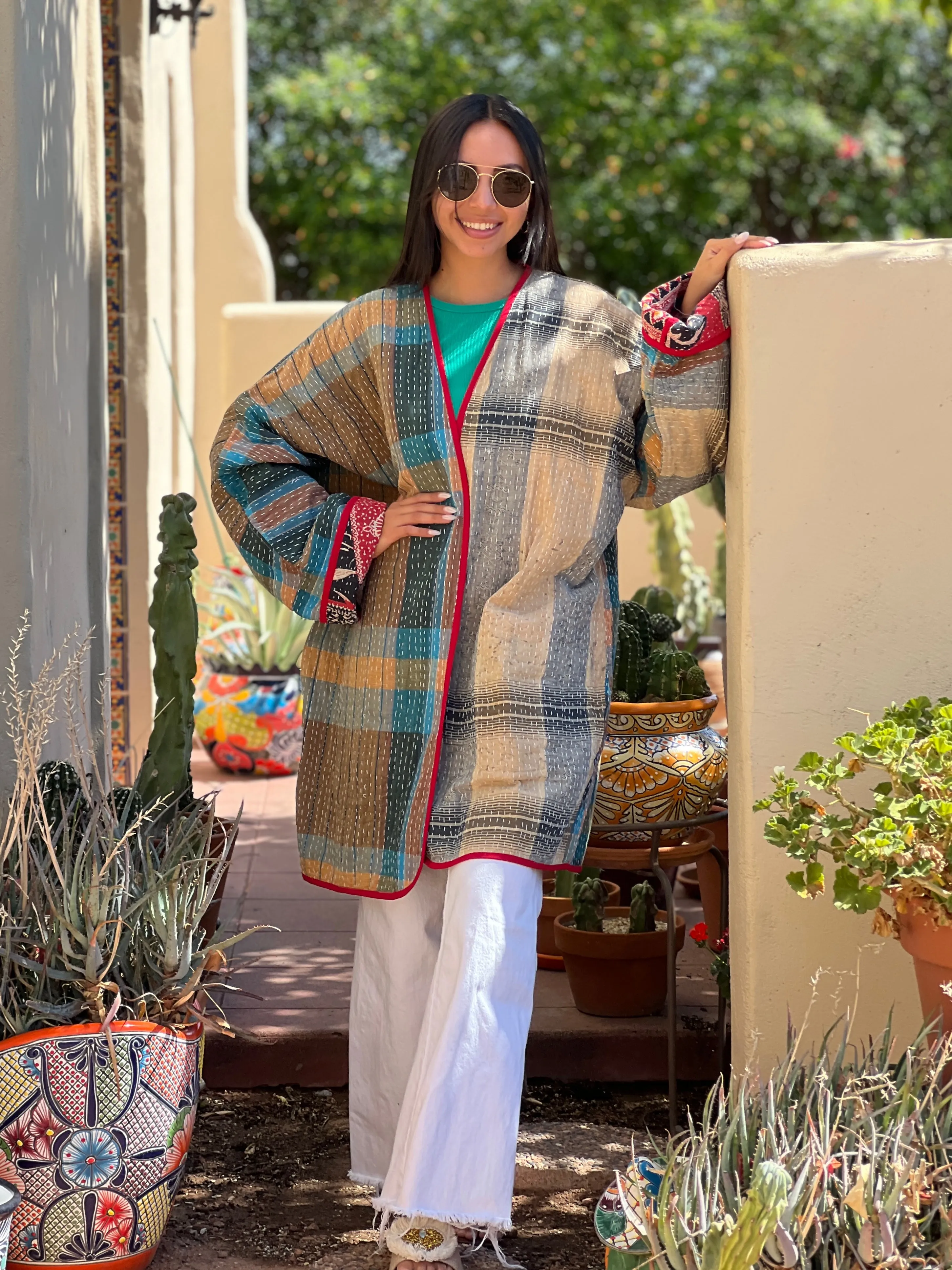 Alappuzha Kantha Quilted Cotton Jacket Reversible