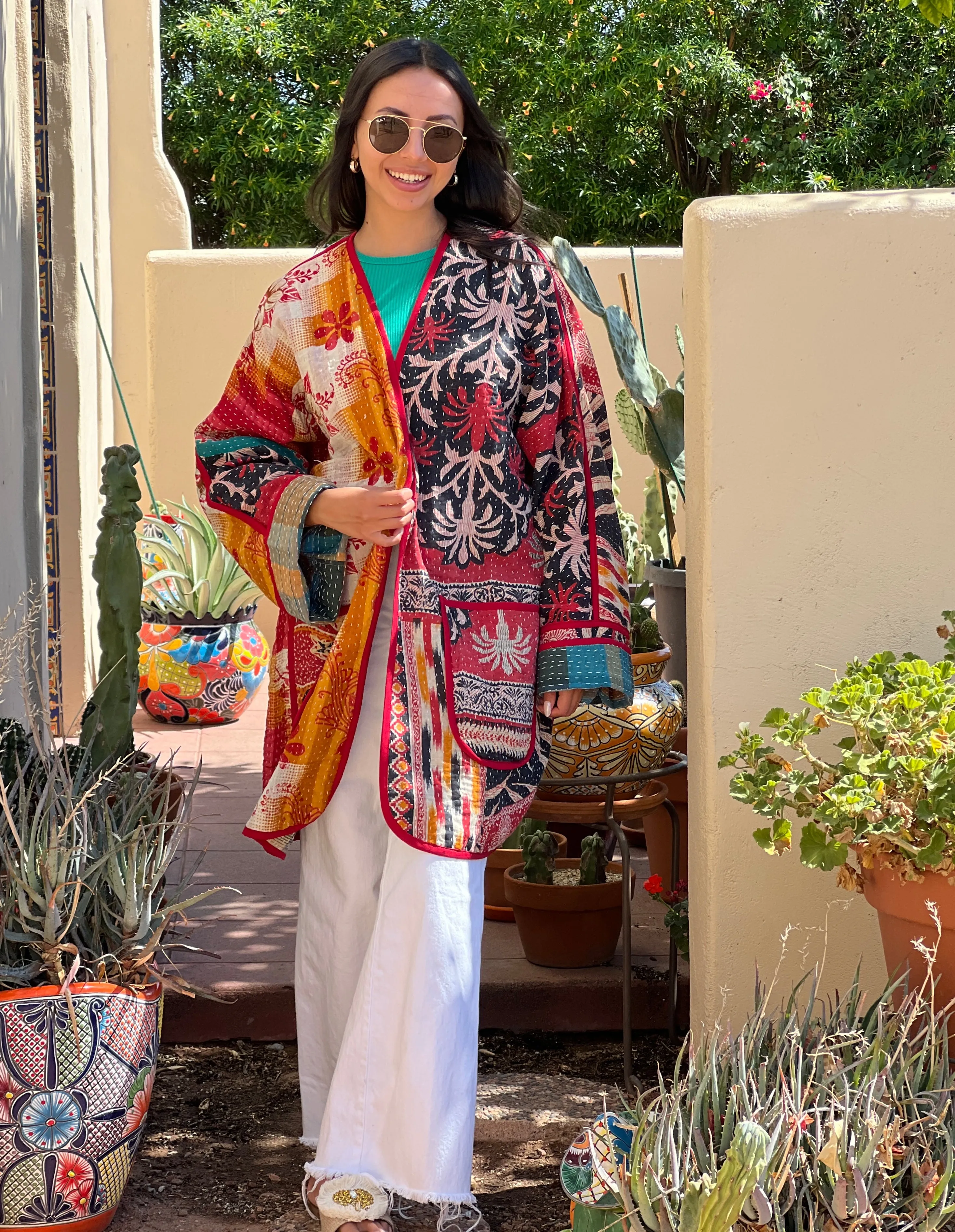 Alappuzha Kantha Quilted Cotton Jacket Reversible