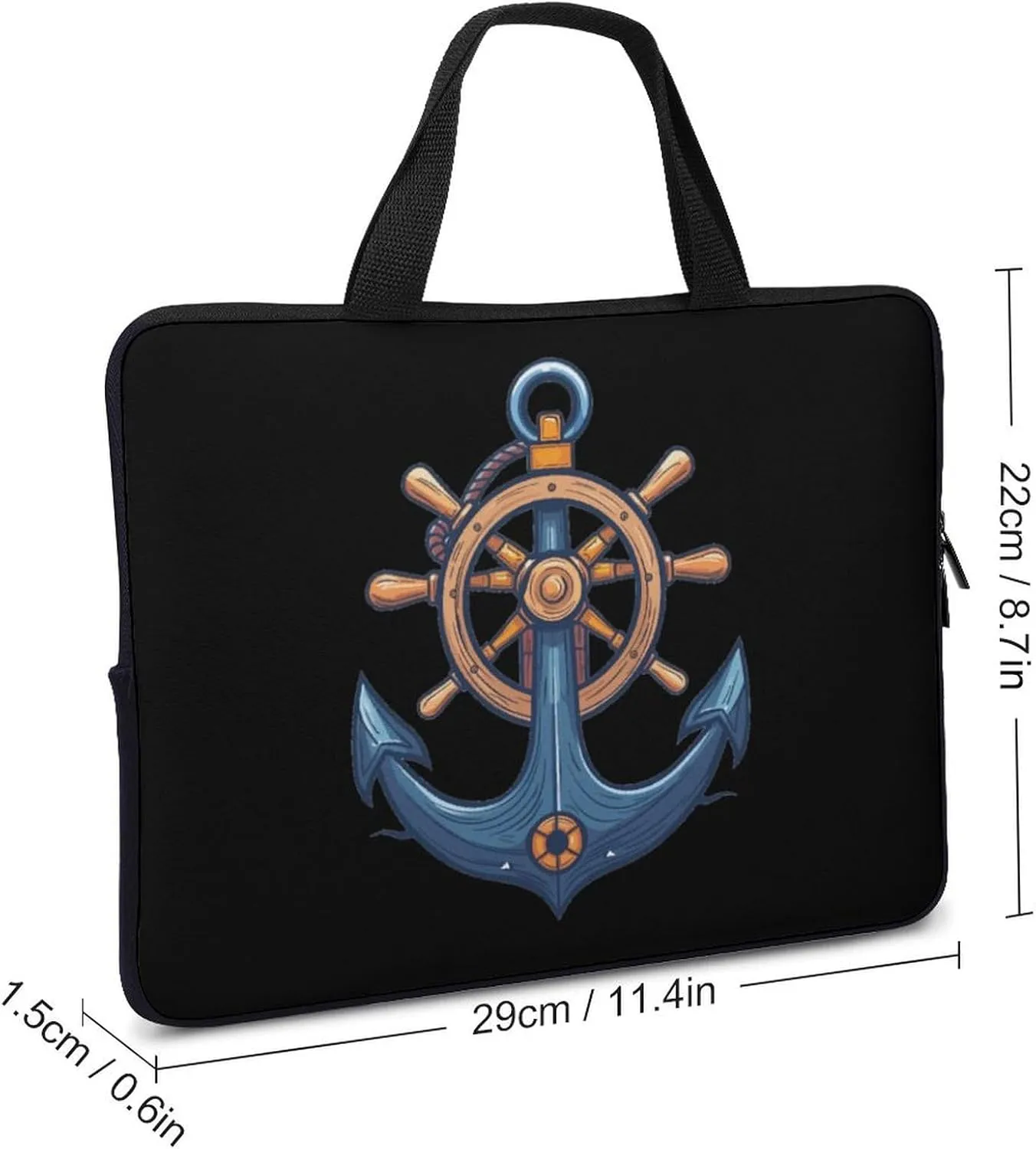 Anchors with Ship Steering Wheel Laptop Case Laptop Bag Laptop Sleeve with Handle Computer Case Carrying Cover