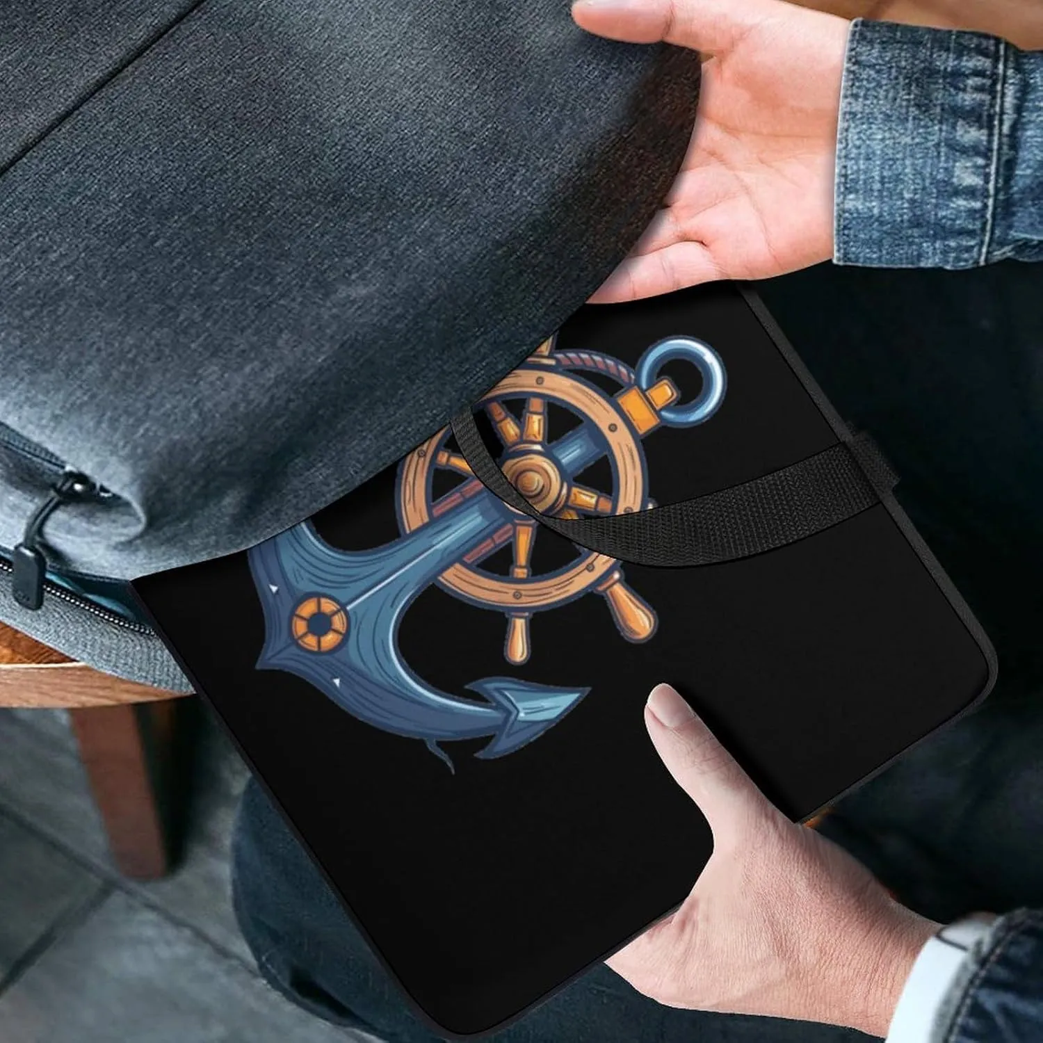 Anchors with Ship Steering Wheel Laptop Case Laptop Bag Laptop Sleeve with Handle Computer Case Carrying Cover