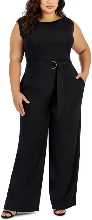 Anne Klein Womens Plus Pocket Jumpsuit Black 2X
