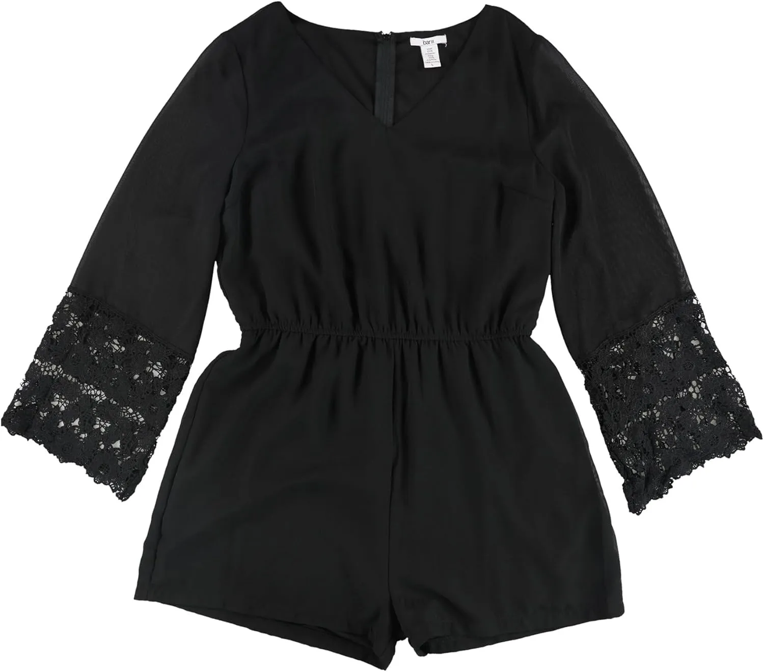 Bar III Womens Bell Sleeve Romper Jumpsuit, Black, Large