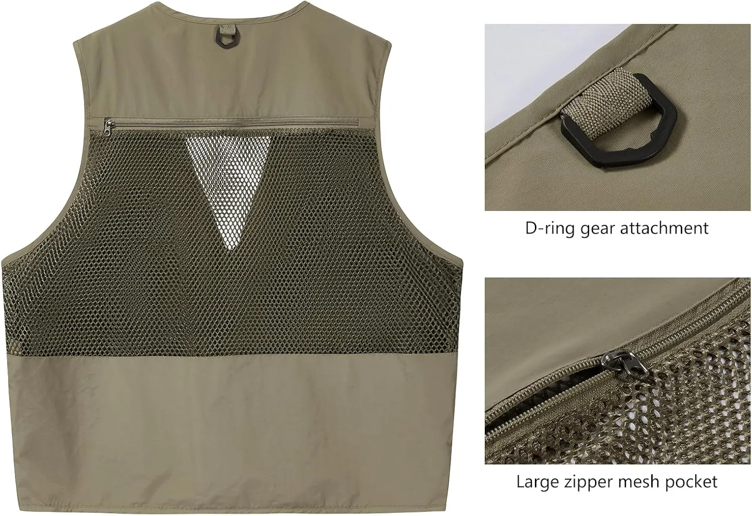 BASSDASH Men's Women's Utility Fishing Cargo Vest Outdoor Safari Photography Work Vest with Multi Pockets Mesh Back FV14