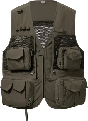 BASSDASH Men's Women's Utility Fishing Cargo Vest Outdoor Safari Photography Work Vest with Multi Pockets Mesh Back FV14