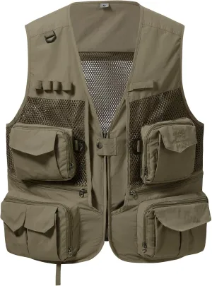 BASSDASH Men's Women's Utility Fishing Cargo Vest Outdoor Safari Photography Work Vest with Multi Pockets Mesh Back FV14