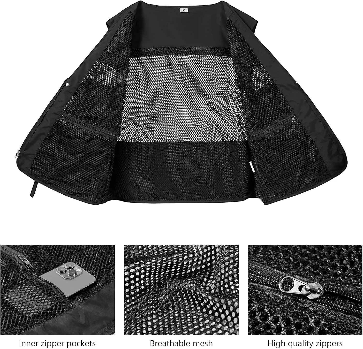 BASSDASH Men's Women's Utility Fishing Cargo Vest Outdoor Safari Photography Work Vest with Multi Pockets Mesh Back FV14