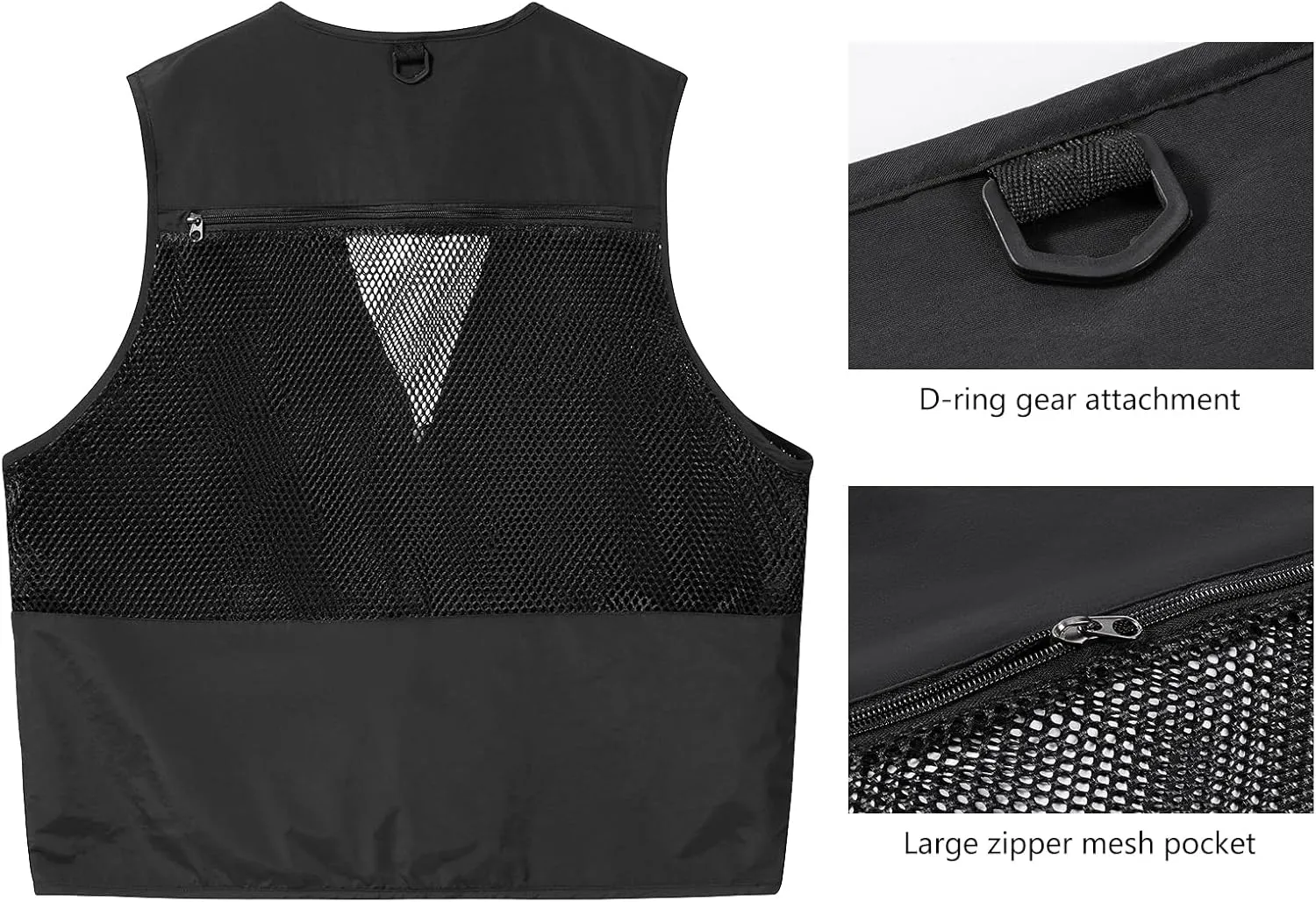 BASSDASH Men's Women's Utility Fishing Cargo Vest Outdoor Safari Photography Work Vest with Multi Pockets Mesh Back FV14