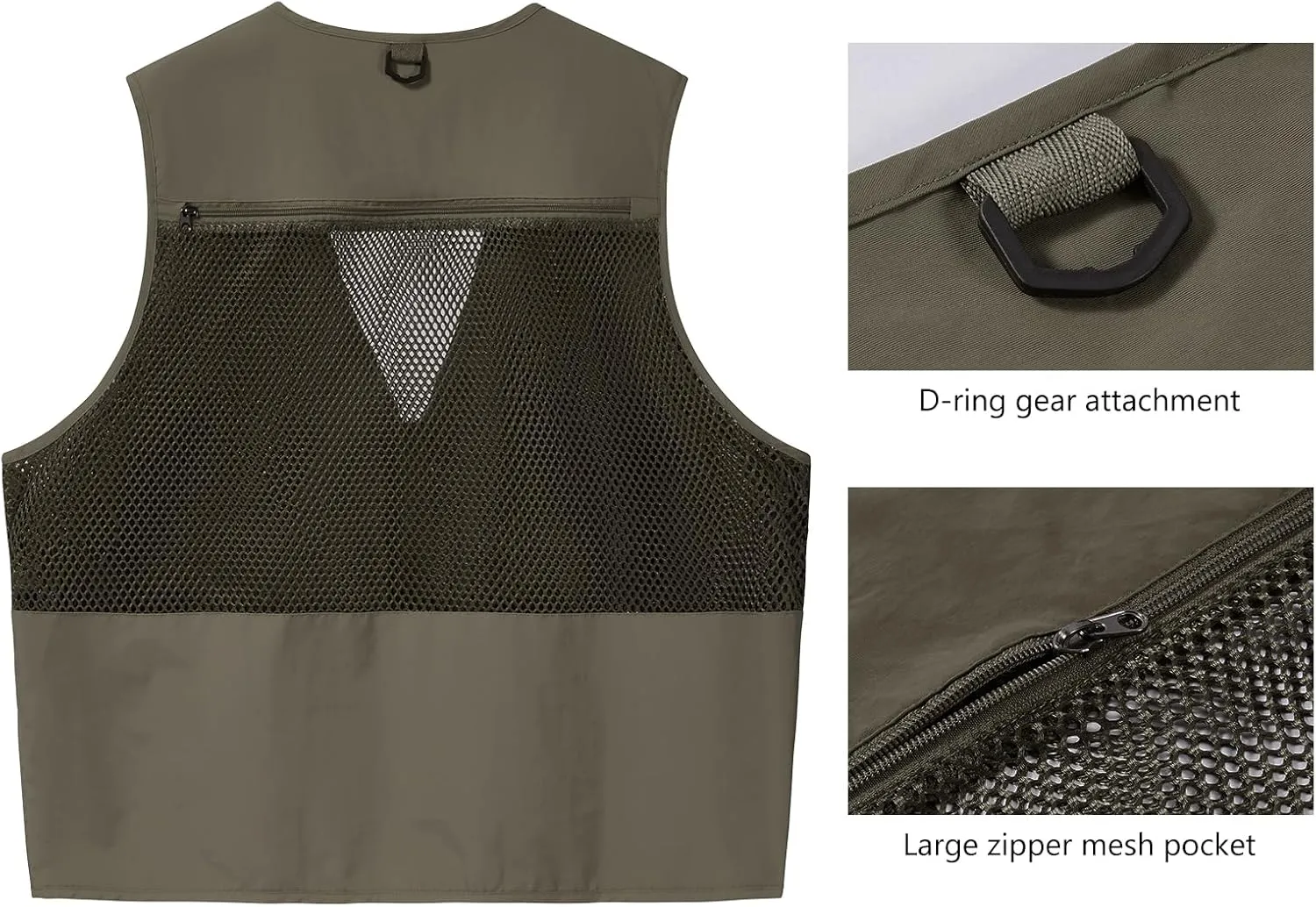BASSDASH Men's Women's Utility Fishing Cargo Vest Outdoor Safari Photography Work Vest with Multi Pockets Mesh Back FV14