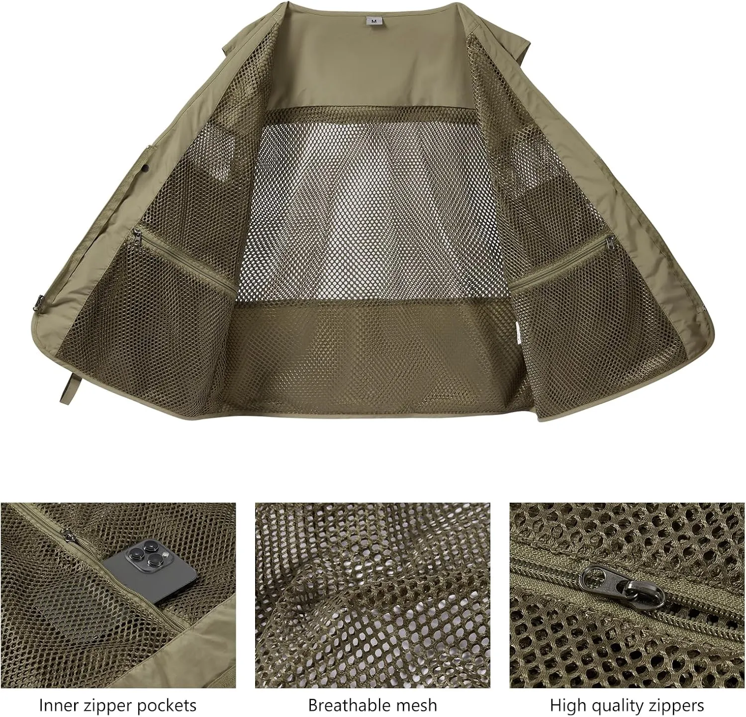 BASSDASH Men's Women's Utility Fishing Cargo Vest Outdoor Safari Photography Work Vest with Multi Pockets Mesh Back FV14