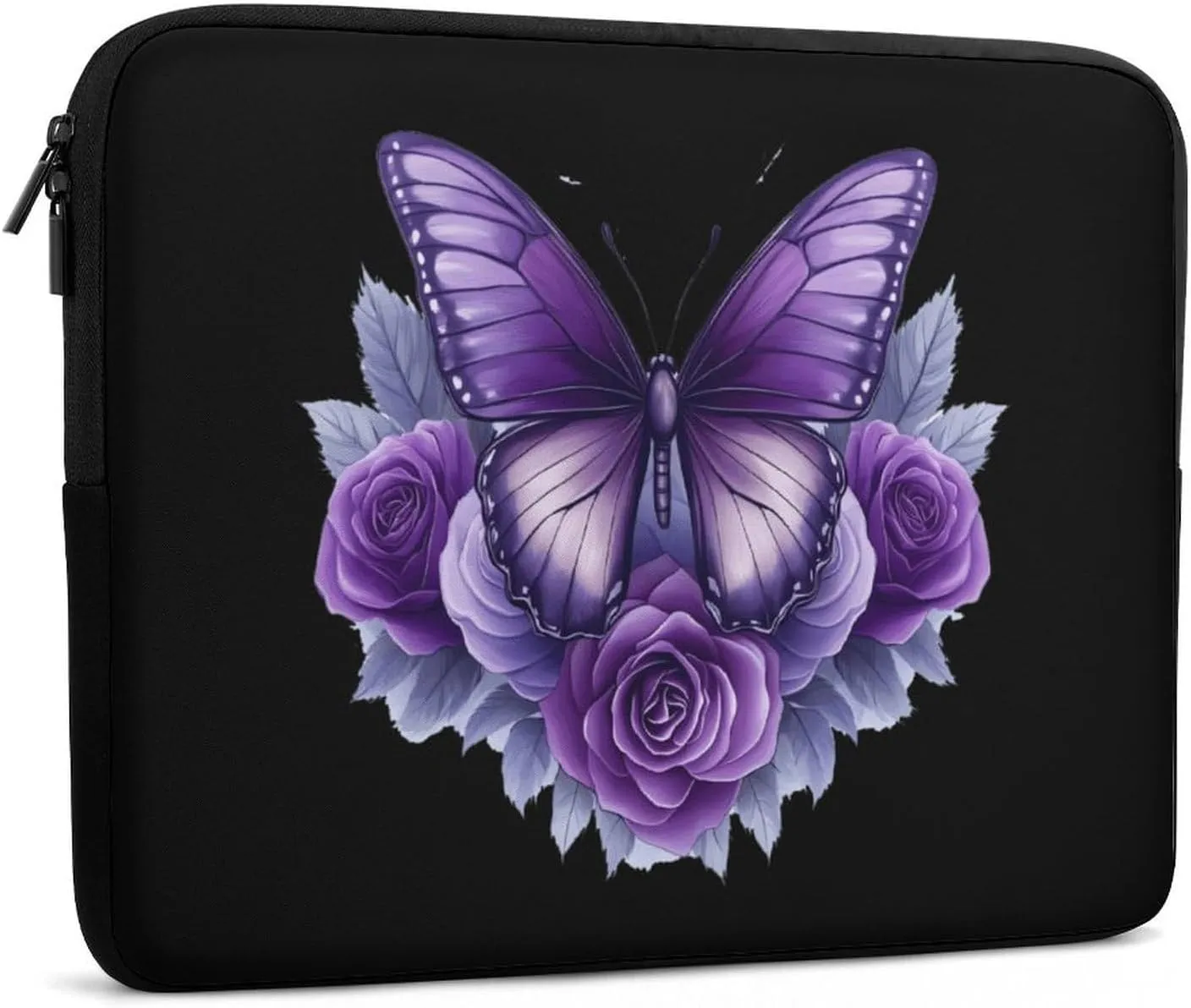 Beautiful Butterfly Purple Rose Laptop Case Sleeve Bag 12inch Durable Shockproof Protective Computer Carrying Cover Briefcase