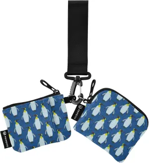 Beautiful King Penguin Pattern Women's Card Cases Change Holder Thin Flat Zipper Wallet Coin Bag with Zipper Pocket for Men Women 2 Pcs