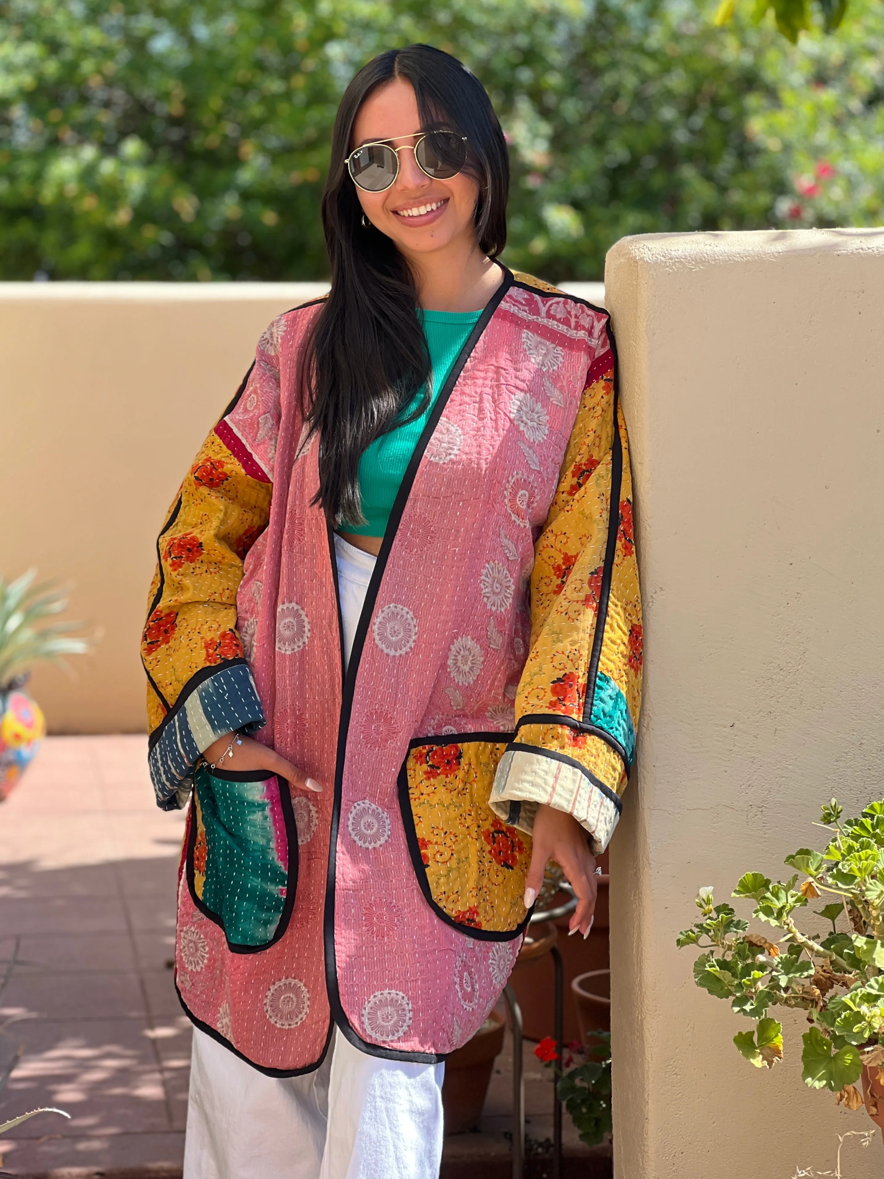 Besant Kantha Quilted Cotton Jacket Reversible