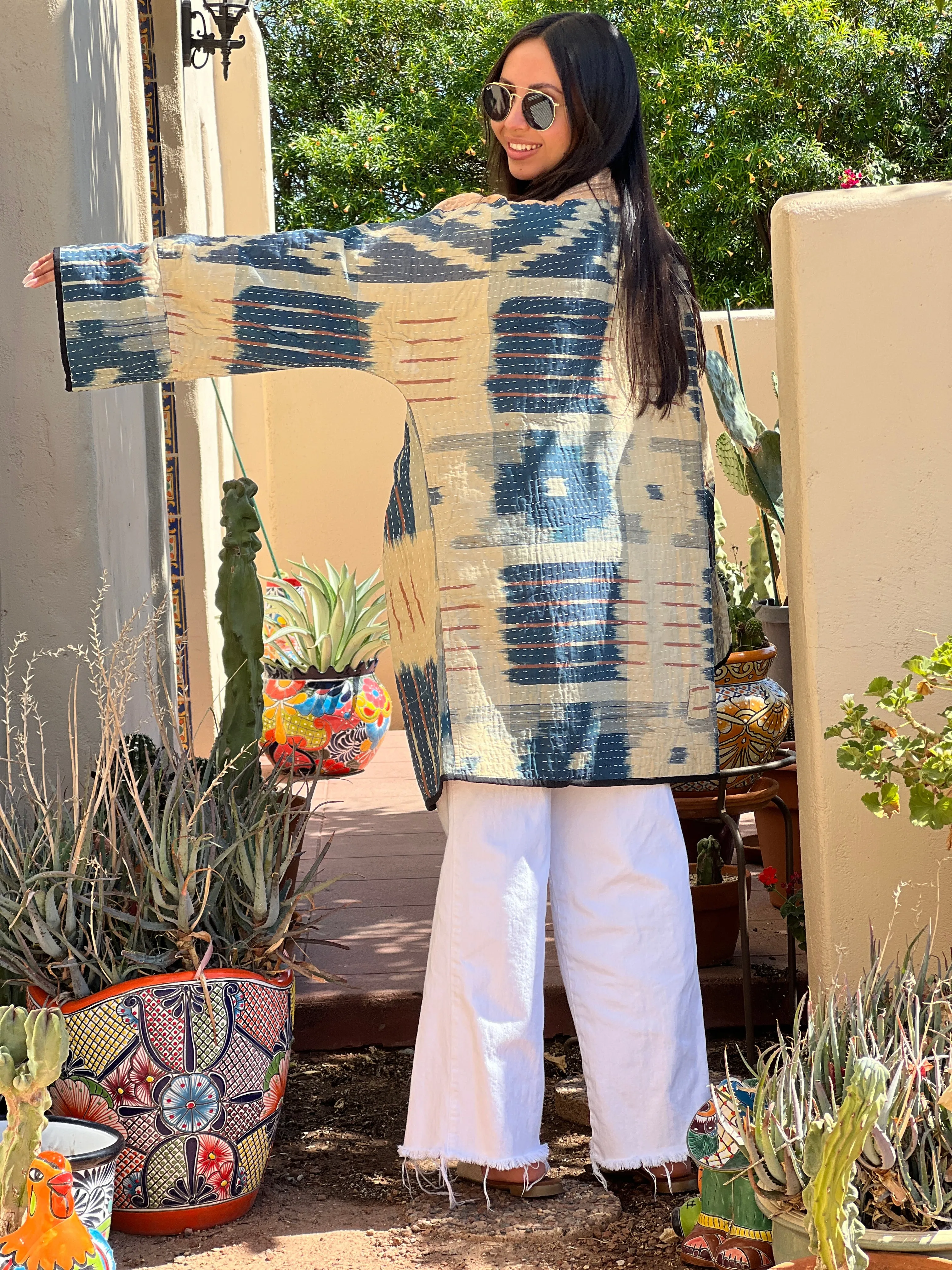 Besant Kantha Quilted Cotton Jacket Reversible