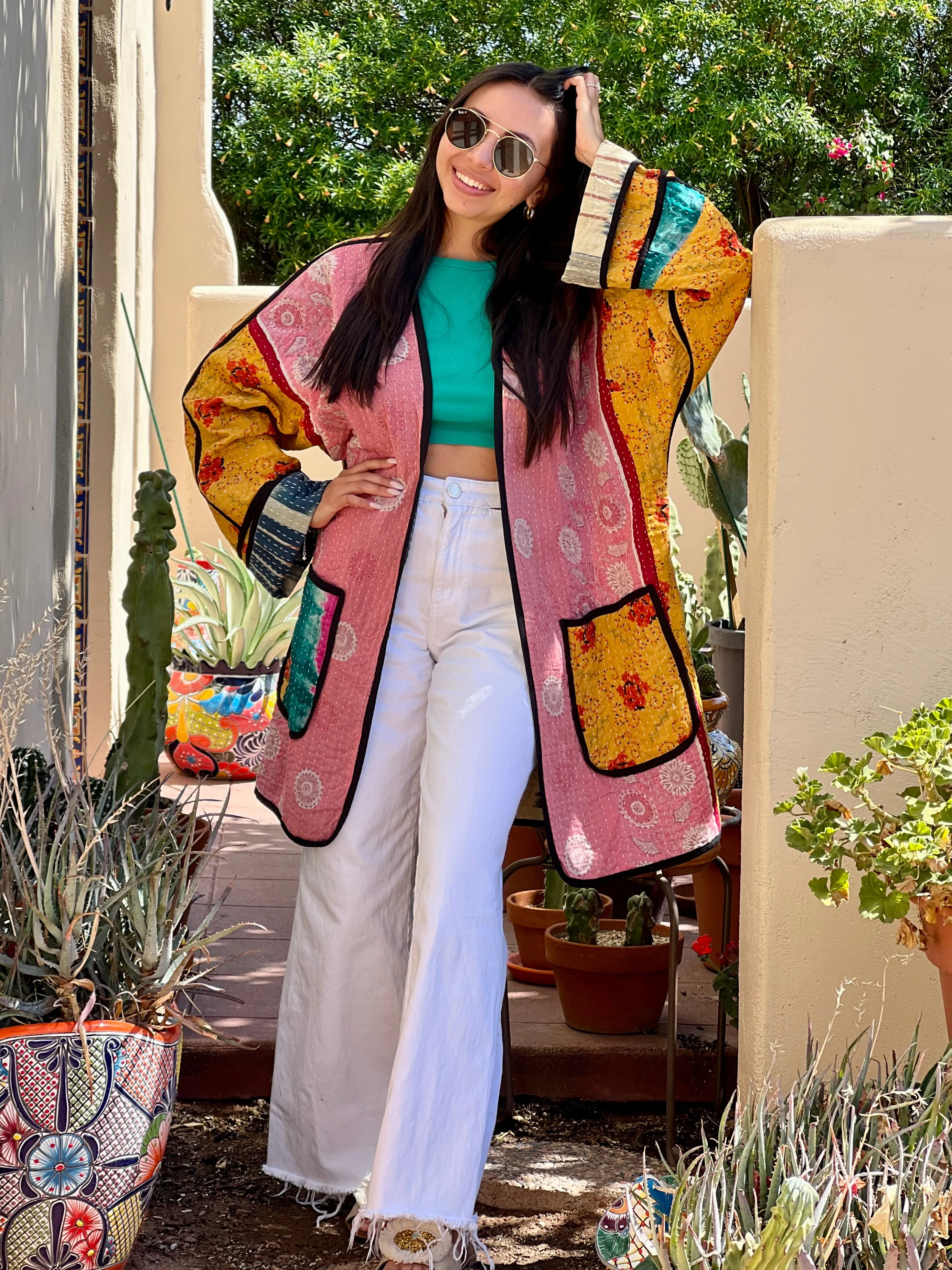 Besant Kantha Quilted Cotton Jacket Reversible