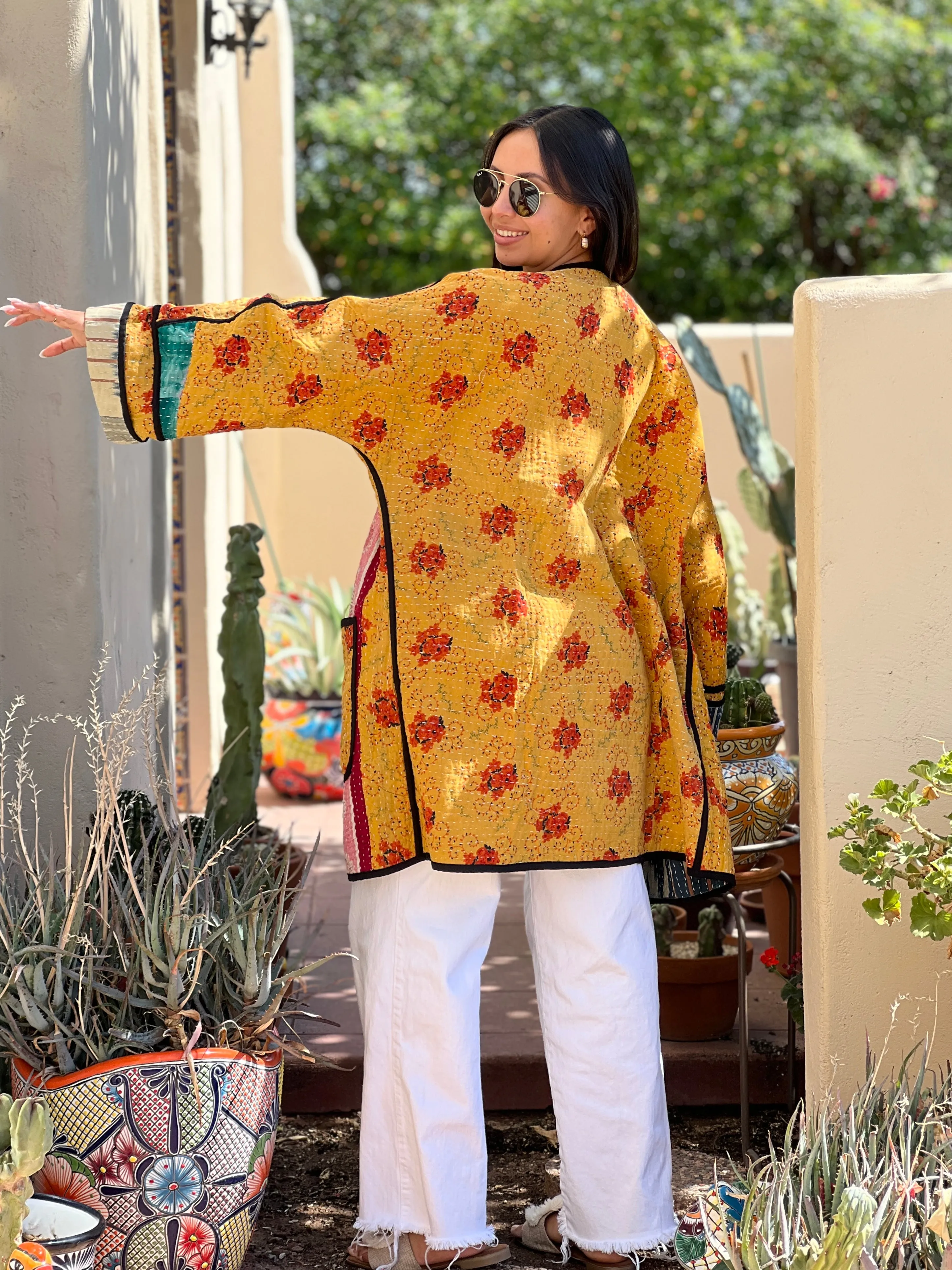 Besant Kantha Quilted Cotton Jacket Reversible