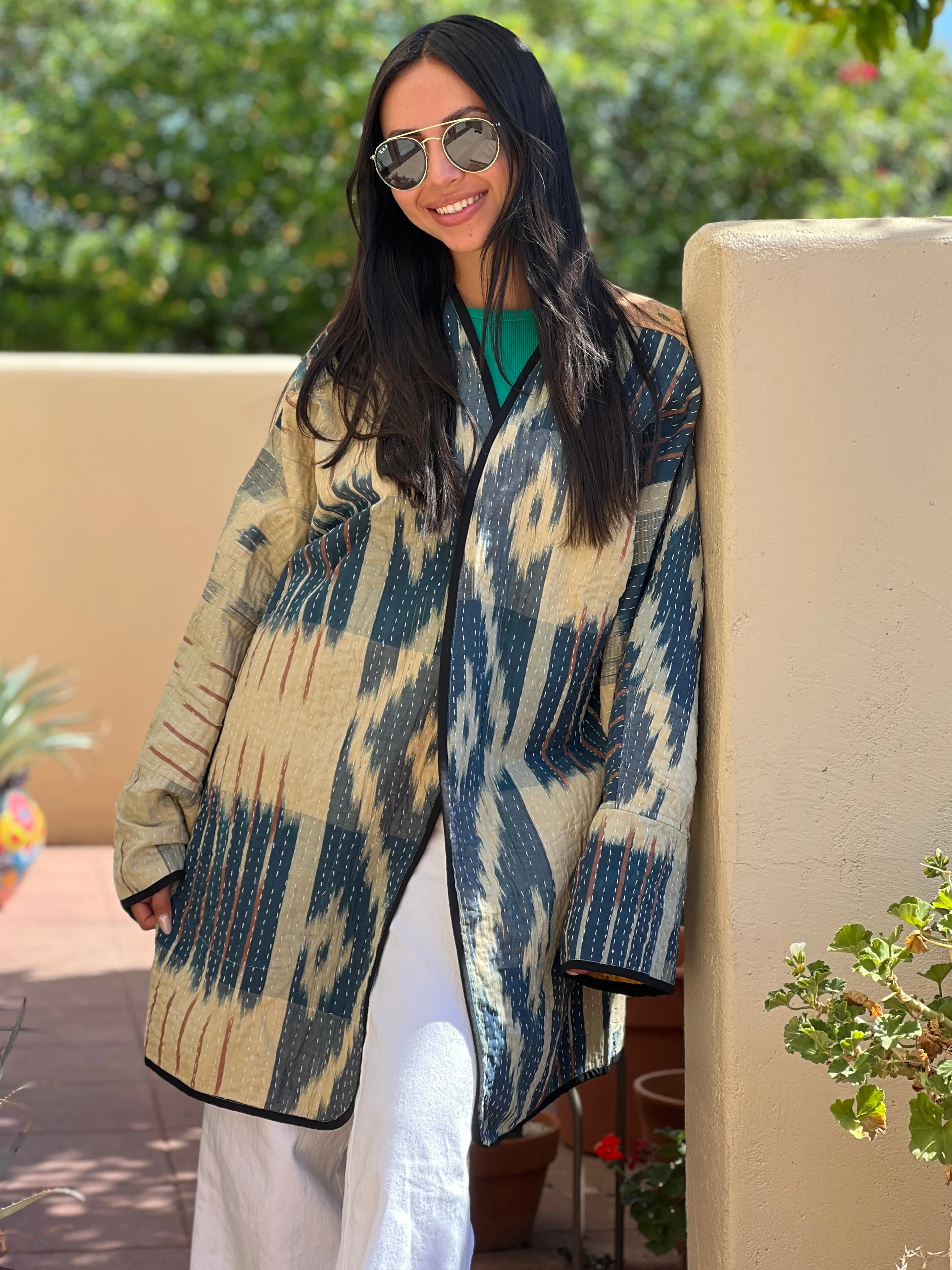 Besant Kantha Quilted Cotton Jacket Reversible