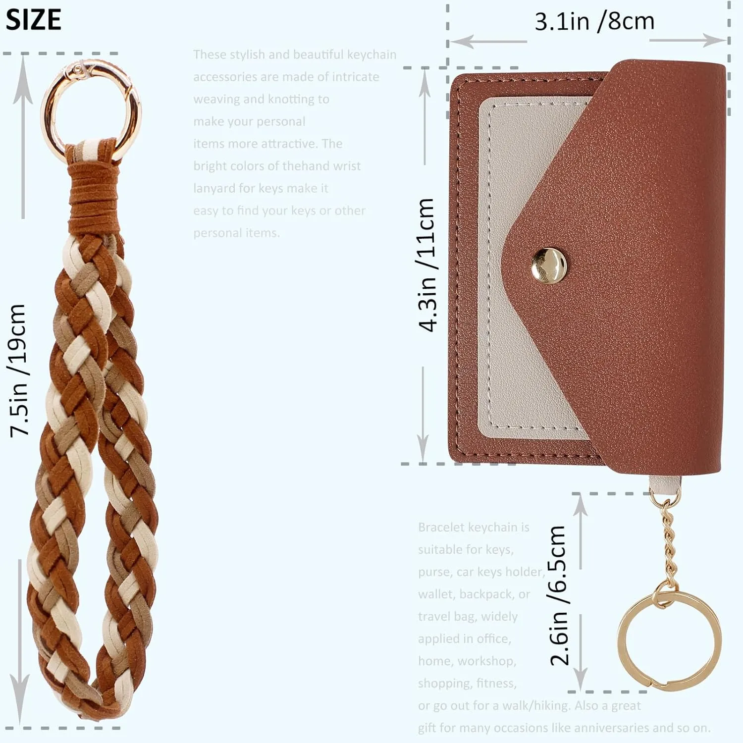 BIHRTC PU Wristlet Keychain Wallet Holder Handmade Wristband Bracelet
