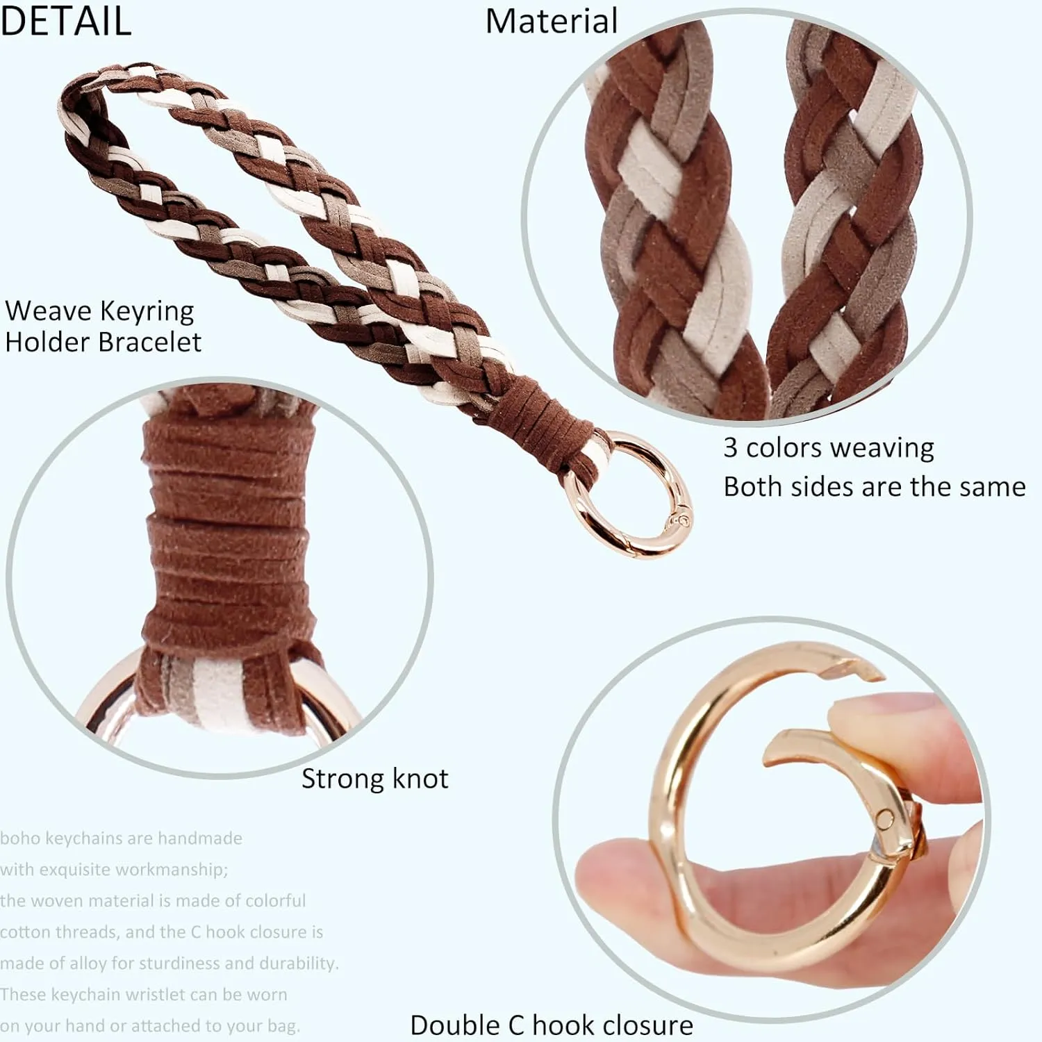 BIHRTC PU Wristlet Keychain Wallet Holder Handmade Wristband Bracelet