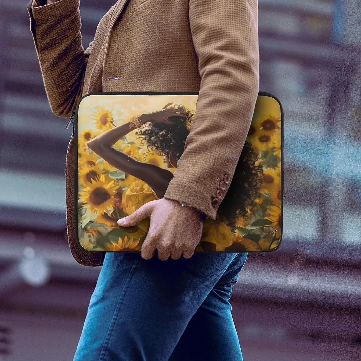 Black Queen African American Sunflower Laptop Sleeve Bag Notebook Computer Pocket Case Tablet Briefcase Laptop Carrying Case 12inch
