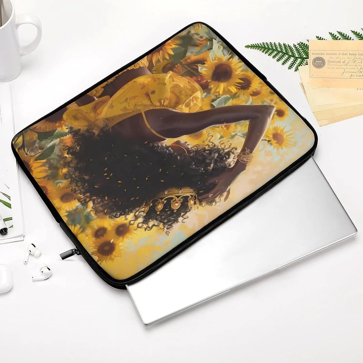Black Queen African American Sunflower Laptop Sleeve Bag Notebook Computer Pocket Case Tablet Briefcase Laptop Carrying Case 12inch