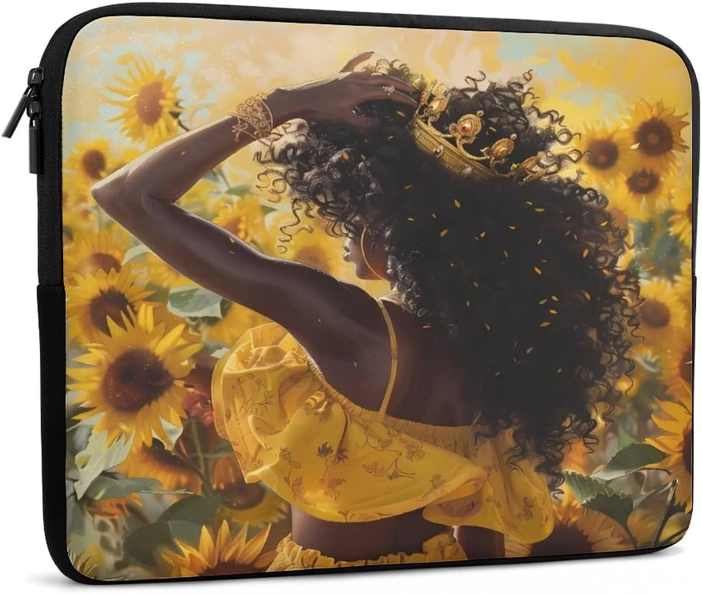 Black Queen African American Sunflower Laptop Sleeve Bag Notebook Computer Pocket Case Tablet Briefcase Laptop Carrying Case 12inch