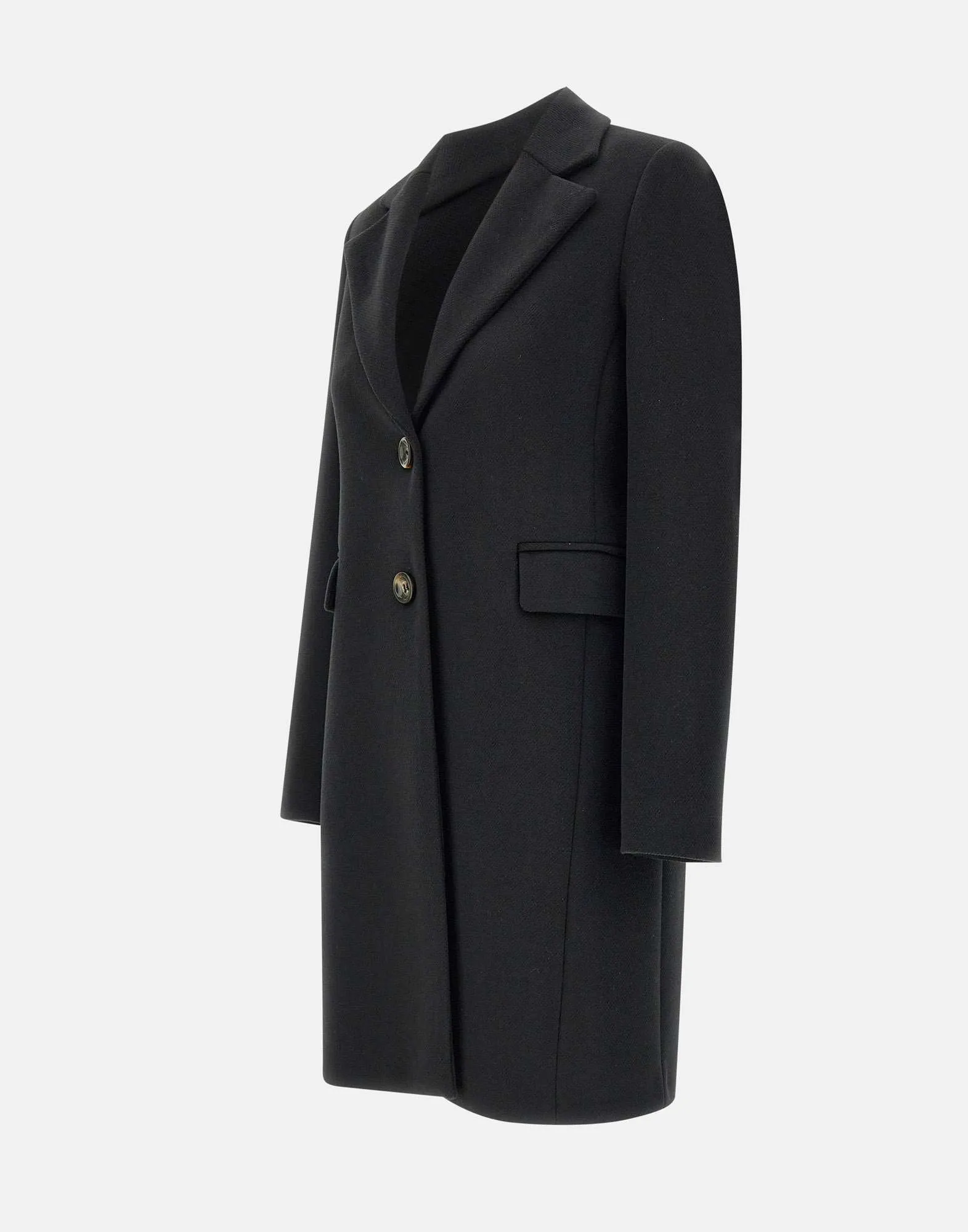 Black Viscose Blend Cloth Coat