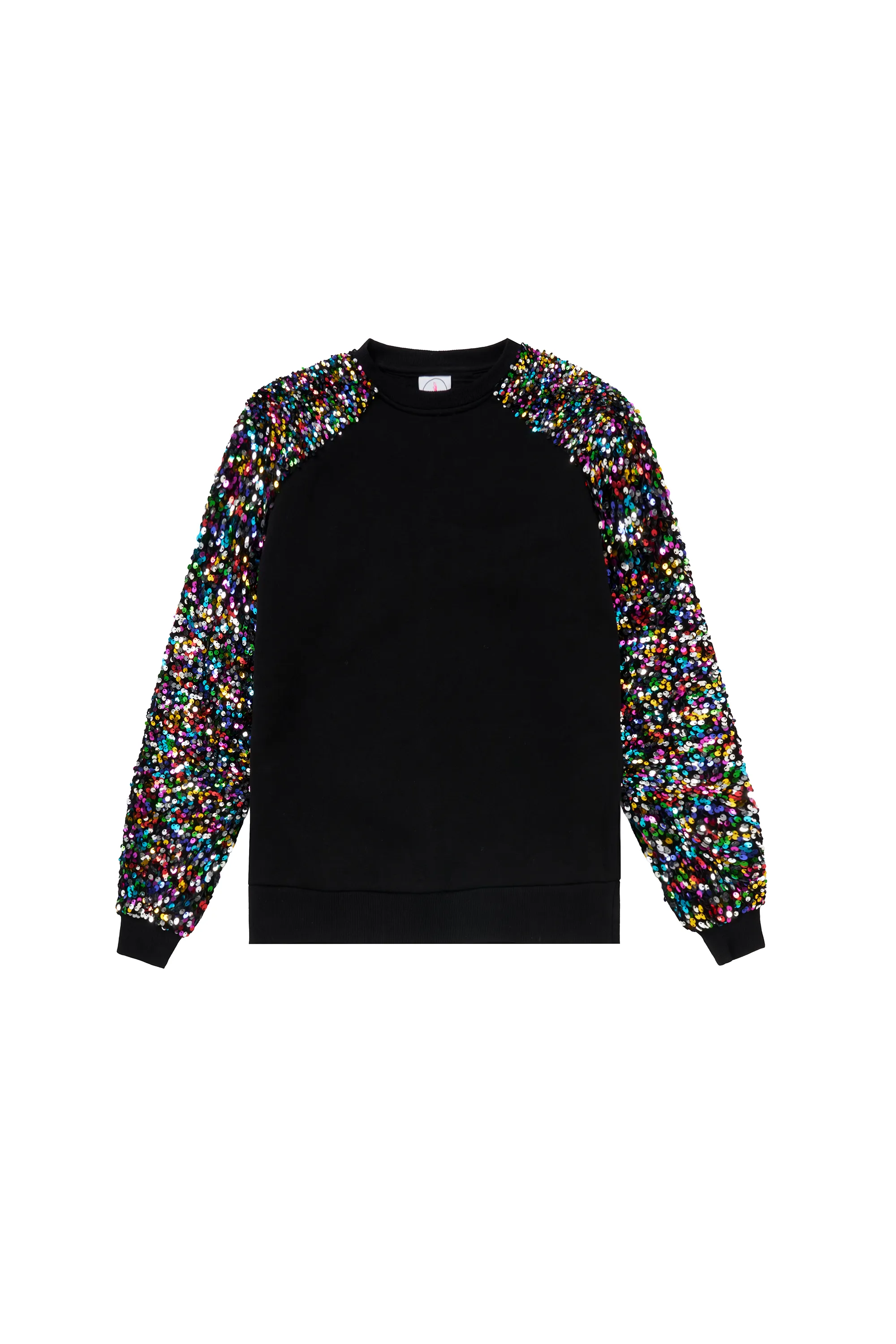 Black with Rainbow Sequin Sleeve Raglan Sweatshirt