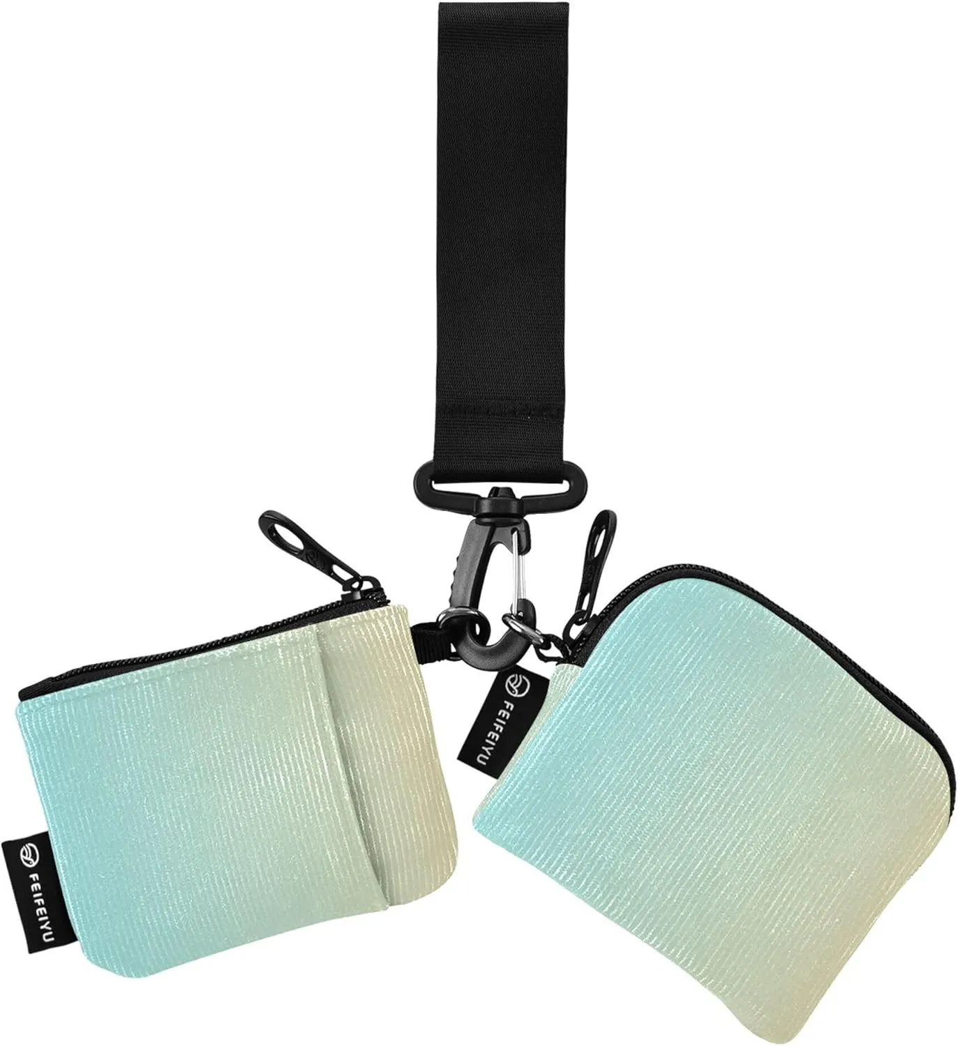 Blue Yellow Gradient Dual Wristlet Wallets for Women Slim Detachable Change Purse Key Holder with Zipper Pocket for Men Women 2 Pcs