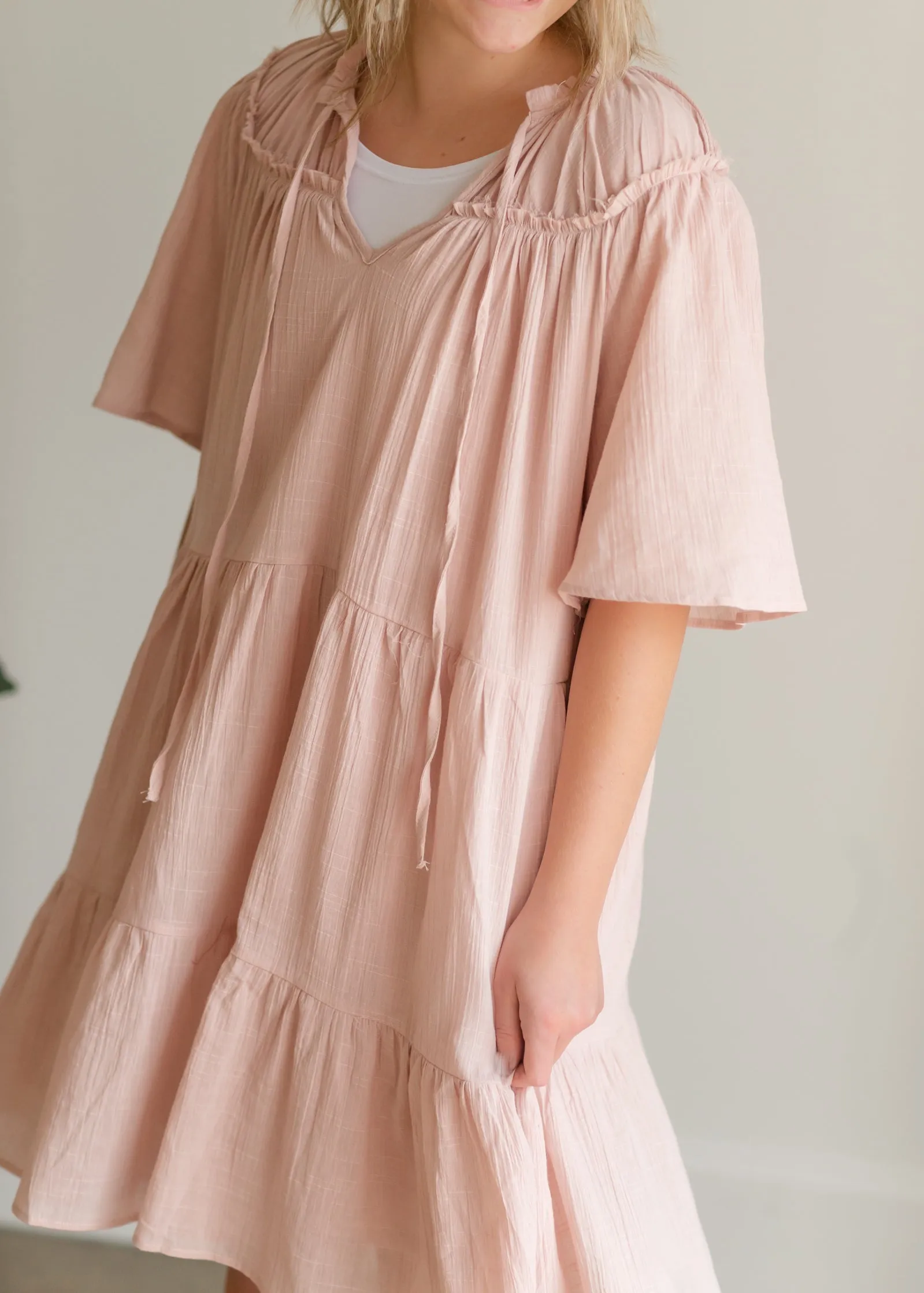Blush Ruffle Textured Midi Dress - FINAL SALE