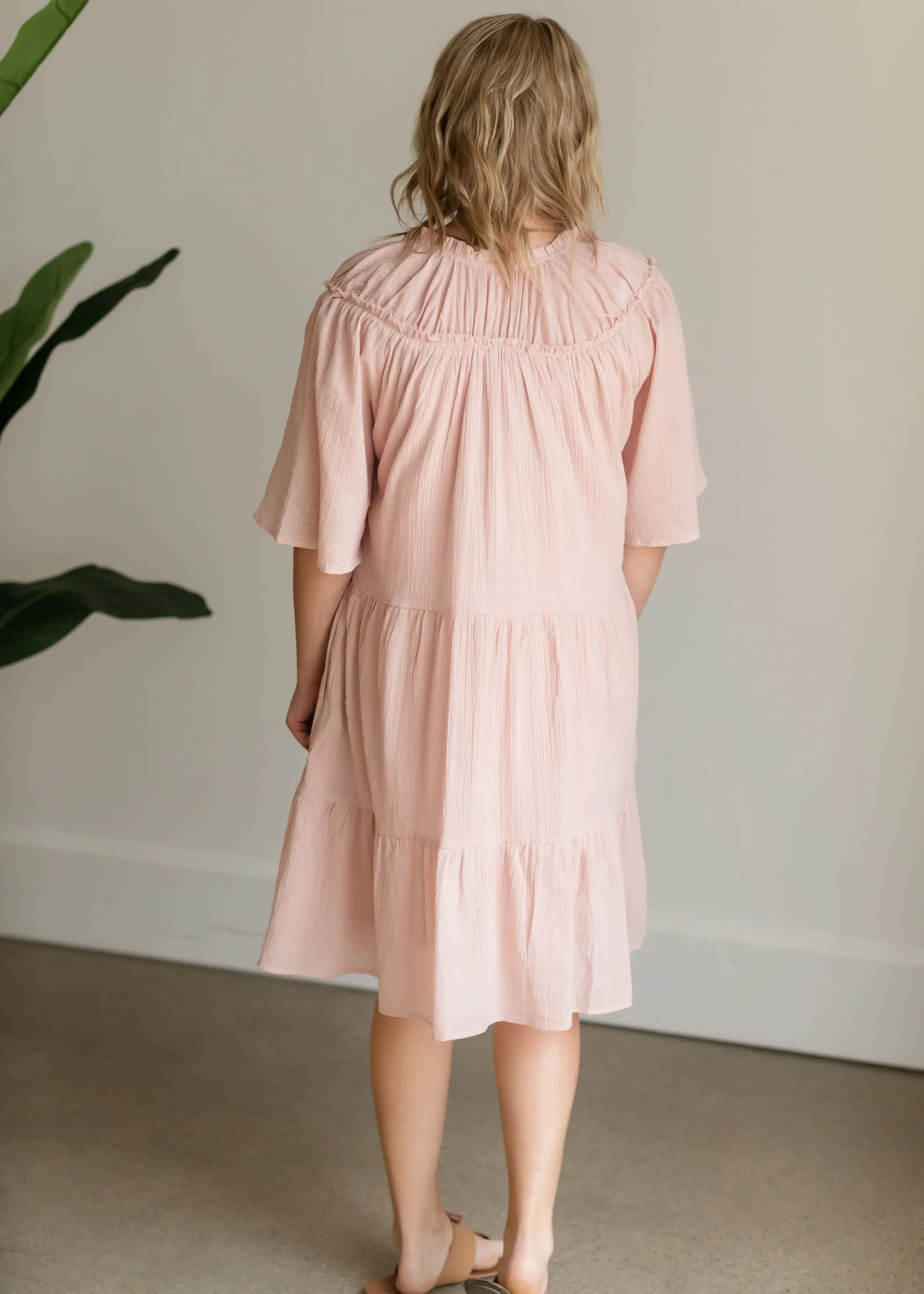 Blush Ruffle Textured Midi Dress - FINAL SALE