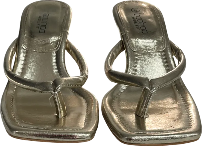 boohoo Wide Fit Metallic Padded Toe Post Mules UK 5 EU 38 