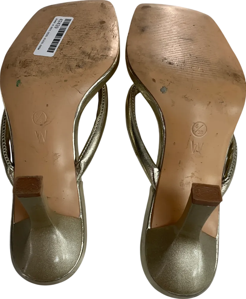 boohoo Wide Fit Metallic Padded Toe Post Mules UK 5 EU 38 