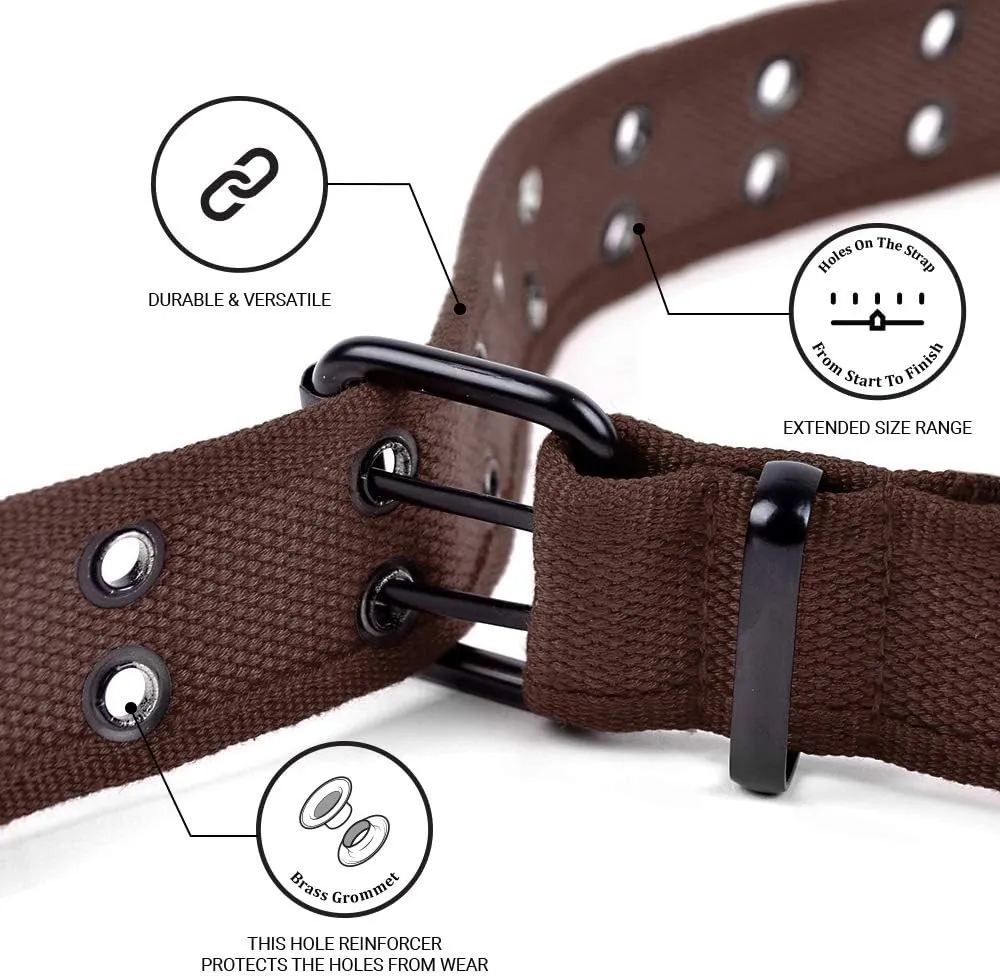 Boxed Gifts Parquet Casual Canvas Belt - Double Hole, Double Grommets for Men & Women