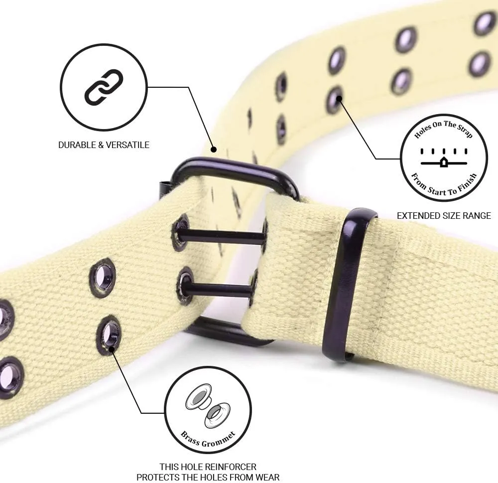 Boxed Gifts Parquet Casual Canvas Belt - Double Hole, Double Grommets for Men & Women