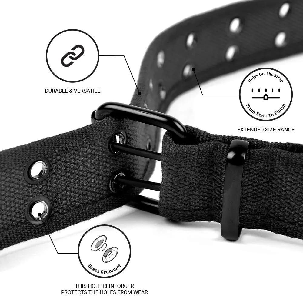 Boxed Gifts Parquet Casual Canvas Belt - Double Hole, Double Grommets for Men & Women