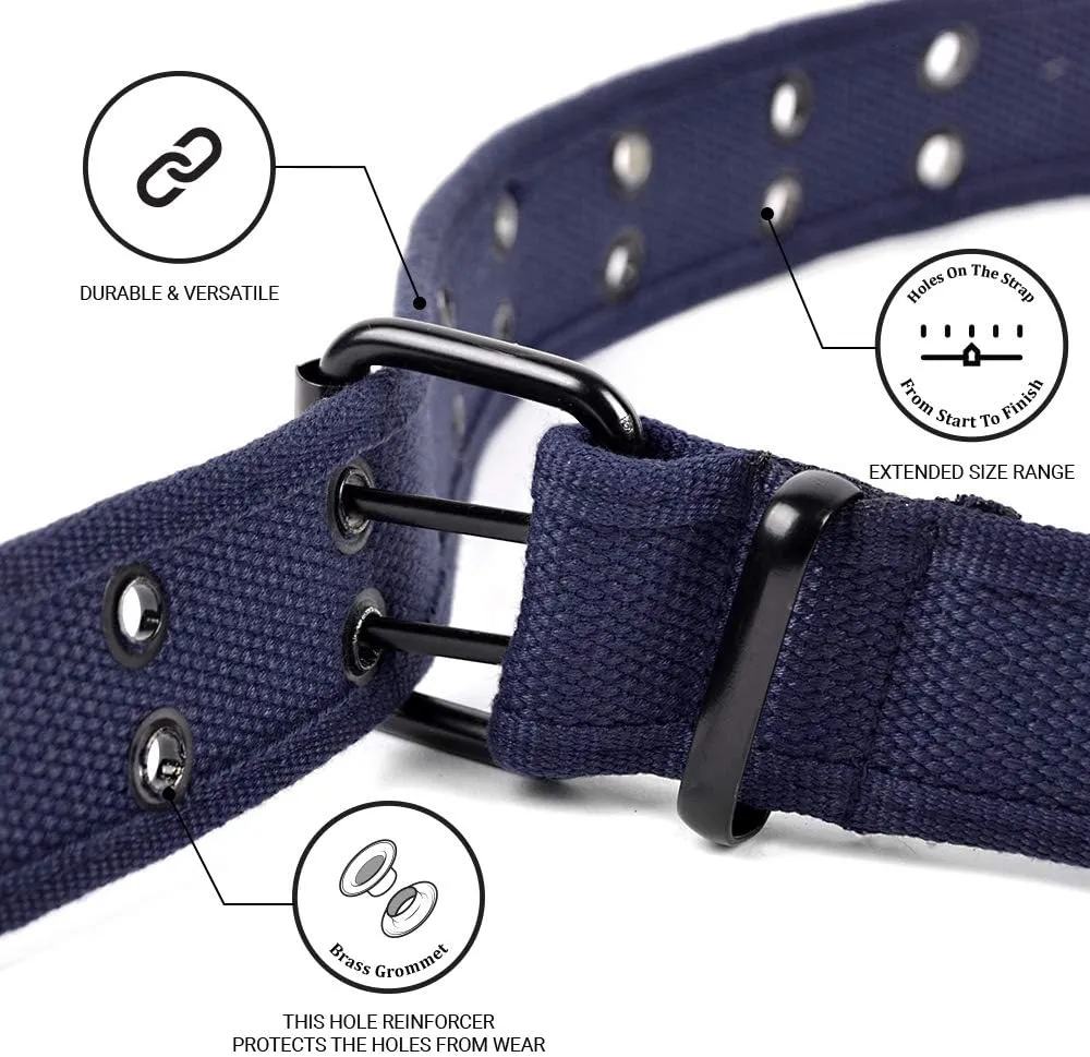 Boxed Gifts Parquet Casual Canvas Belt - Double Hole, Double Grommets for Men & Women