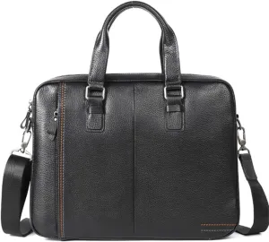 Briefcase Genuine Leather Shoulder Laptop Bag Office Bag for Men Briefcases Cow Leather Big Handbag Business(C)