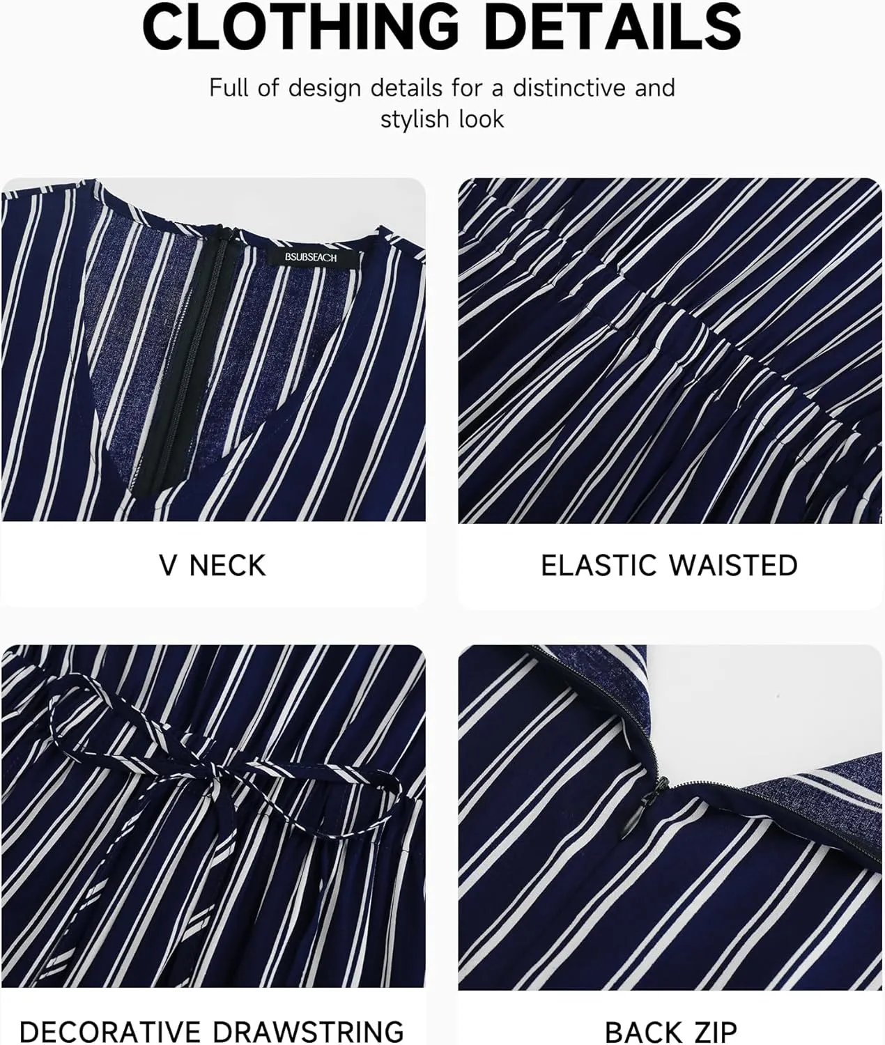 Bsubseach 2025 Summer Jumpsuits for Women V Neck Elastic Waist Overalls Wide Leg Romper Beach Vacation Outfits